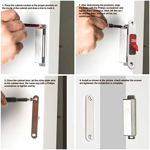 Mousike Magnetic Door Catch，70lb Stainless Steel Cabinet Door Magnets with St...