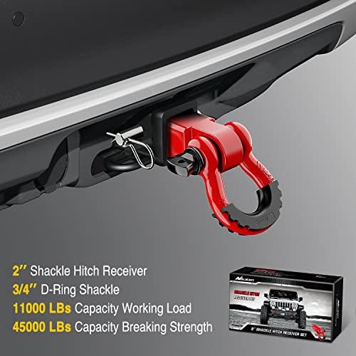 Nilight Shackle Hitch Receiver 2Inch 45000 LBs Breaking Strength 3/4" D ...