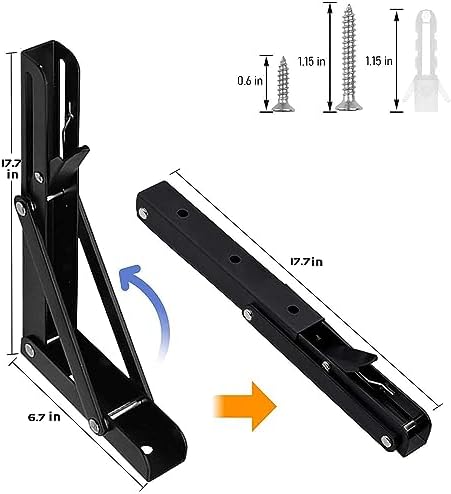 Folding Shelf Brackets - 18 inch 4 Pcs Heavy Duty Collapsible Shelf Bracket, ...