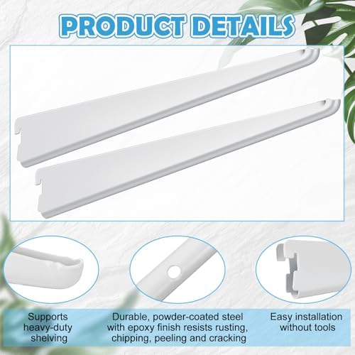 Yalikop 10 Pack Adjustable Shelf Brackets for Double Track System Closet Orga...