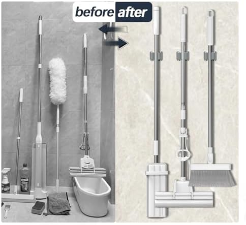 3-H 25 Pack Mop and Broom Holder Big Size Hanging 1 KG Extra,Broom Hanger Wal...