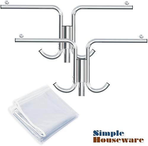 Simple Houseware Industrial Grade Z-Base Garment Rack w/Cover Tube Bracket