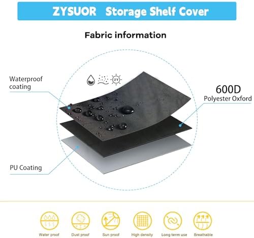 Shelf Cover for Storage Shelving Rack, Fits 36"x24"x72" Shelves