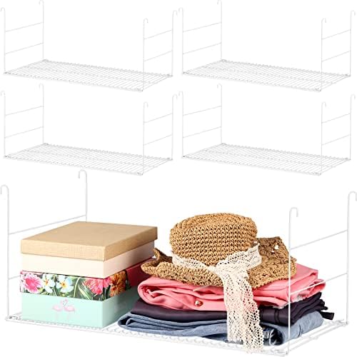 Amylove 4 Pieces 24 Inch Hanging Closet Shelves White Wire Hanging Shelf Universal Long Wire Shelf Basket Closet Organizers and Storage for Clothing Sweaters Shoes Handbags Clutches Accessories