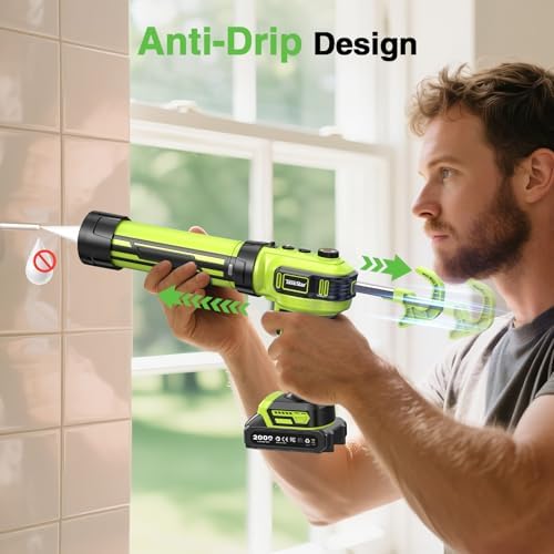 Taskstar Electric Caulking Gun with 2 x 2.0Ah Batteries, Upgraded Brushless
