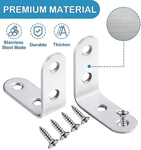 Pelopy 100 Pcs L Bracket Stainless Steel 90 Degree Brace, 1.57 x 1.57 Inch