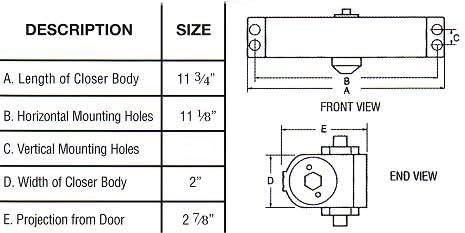 Cal-Royal CRN900PBF N900PBFALUM 900 Aluminum Surface Mount Door Closer