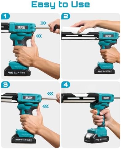 SEESII Electric Dual Cartridge Epoxy Gun 400ML (1:1) with 2 Batteries