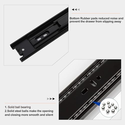 14 inch Drawer Slides 6 Pairs (12pcs) Full Extension Ball Bearing Drawer Slid...