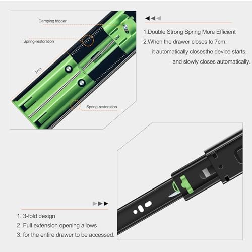 22 inch Soft Close Drawer Slides 6 Pairs Ball Bearing Full Extension Cabinet ...
