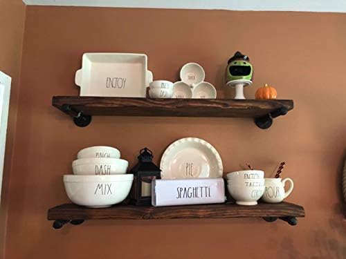 Industrial Black Iron Pipe Shelf Brackets 10 Inch Clothing Rack Set of 6,Heav...