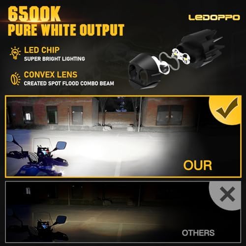 Motorcycle Fog Lights LED Kit Auxiliary Driving Lights with Switch Wiring Har...