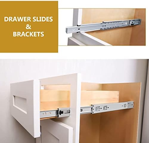 Gobrico 22 Inch Rear/Side Mount Drawer Slides, Ball Bearing Soft Close Drawer...