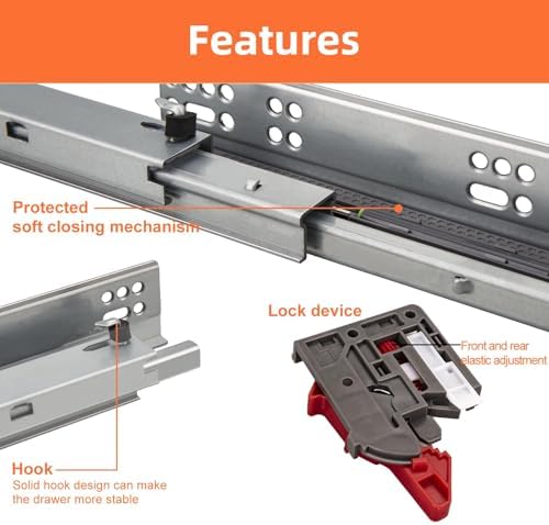 Undermount Drawer Slides HLC Undermount Soft Close Drawer Slides 9 inch 6 Pai...