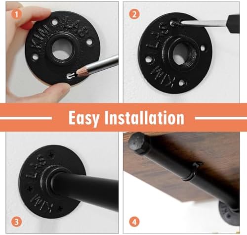 Industrial Pipe Shelf Brackets, 12-Pack Heavy Duty Floating Shelves Brackets ...