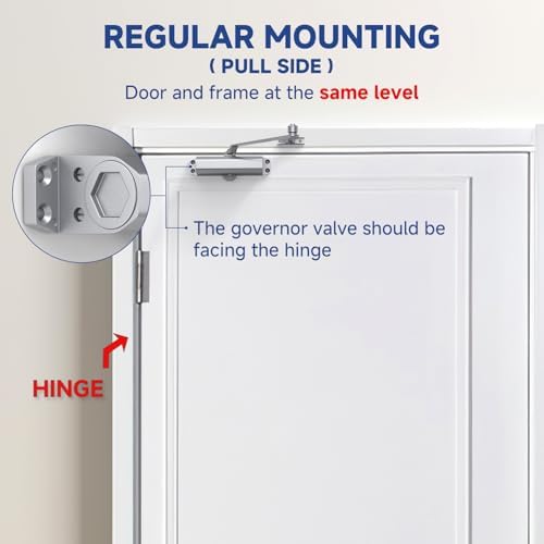 Commercial Grade Hydraulic Door Closer Large Size, Heavy Duty No Slam with Ho...