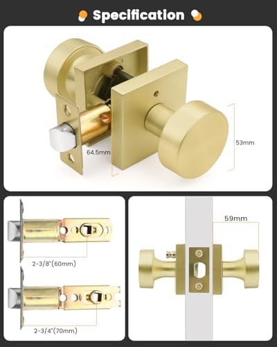 Gobrico Brushed Gold Privacy Interior Door Knobs with Square Rosette(10 Pack)...