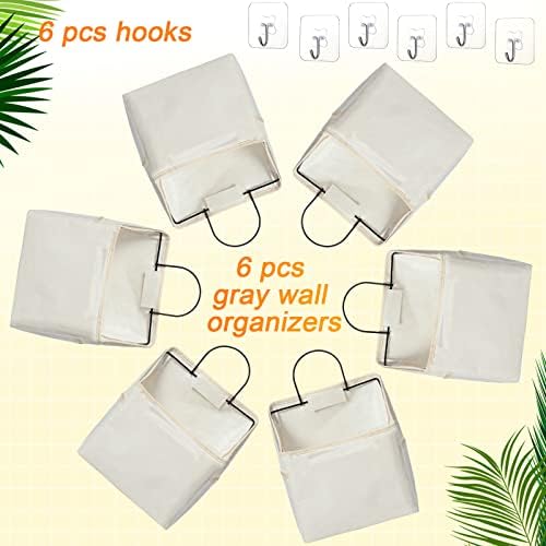 Chumia 6 Pack Wall Hanging Storage Basket Closet Hanging Storage Bag, White