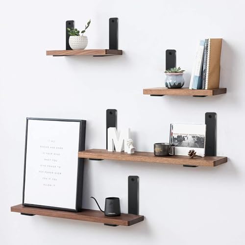 12 Pack - L 8" x H 6" x W1.5, 5mm Thick Black L Shelf Bracket, Iron...