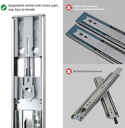 20 inch Drawer Slides 4 Pairs (8pcs) Soft Self Close Full Extension Ball Bear...