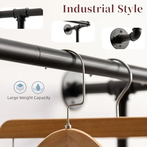 Wall Clothes Rack, Industrial Pipe Clothing Rack, Hanging Clothes Rod