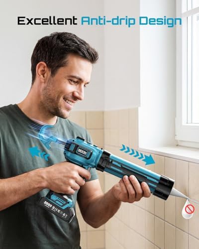 SEESII Electric Caulking Gun, Upgraded Brushless Motor w/2 x 2.0Ah
