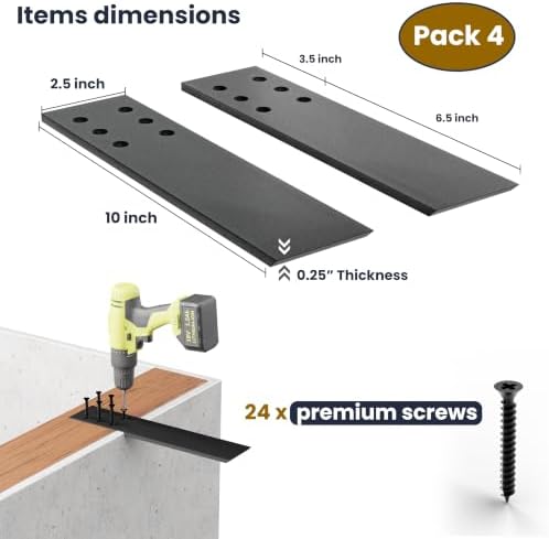 BATODA 10" Countertop Support Brackets (4PCS), Steel Knee Wall Support