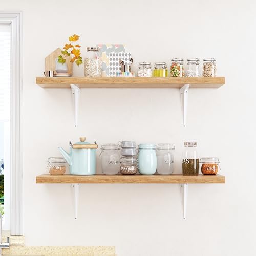 20 Pack Shelf Brackets 12 Inch, White Metal Brackets for Shelves, L Shape She...