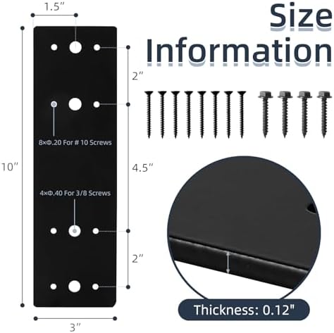 4Pcs Straight Steel Flat Plate, 10" X 3" Heavy Duty Mending Plate, ...