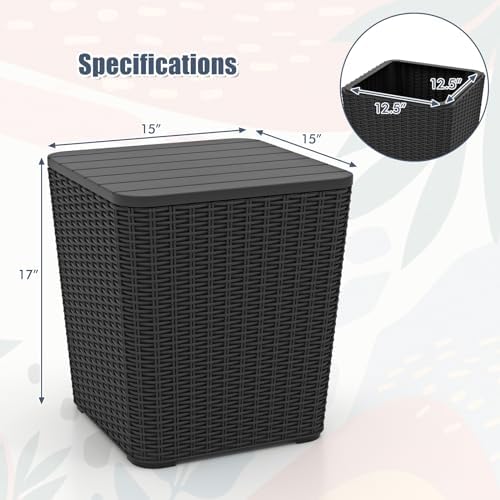 Tangkula 11.5 Gallon Water-proof Deck Box with Removable Lid, Black