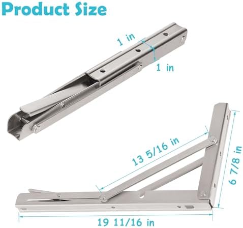 CLT 20'' Folding Shelf Brackets Max. Load 440 lb, Heavy Duty Stainles...