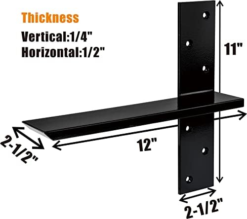 （2-Pack） Free Hanging T Shelf Bracket, Solid Heavy Duty Steel Knee Wall Hidde...