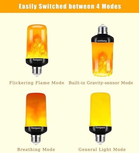 Hompavo 【Upgraded】 LED Flame Light Bulbs, 4 Modes Flickering Light Bulbs with...