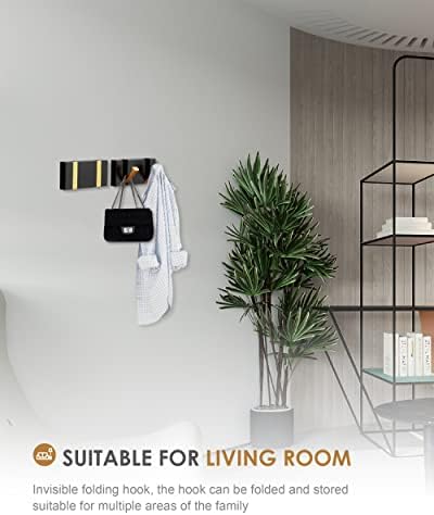 2 Pack，Waterproof Black Gold Wall Hooks，Foldable Towel Hooks for Bathrooms，Co...