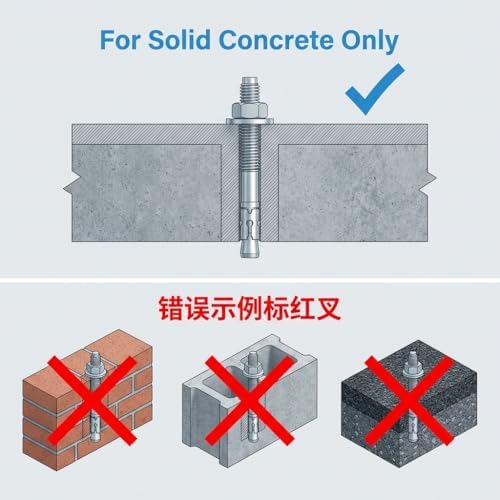 QWORK Concrete Wedge Anchors 1/2" x 7", 25 Pcs Solid Concrete Expan...