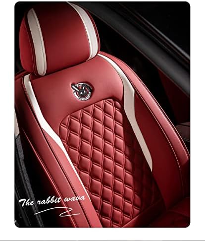 Cute Bunny Seat Cover 5 Set with Waterproof PU Leather for Cars SUV Pick-up T...