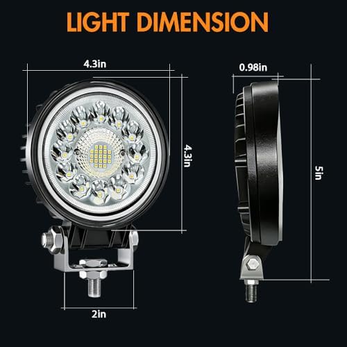4 Inch 99W Round Driving Fog Lights 12V 24V Off Road Light Spot Flood Beam Le...