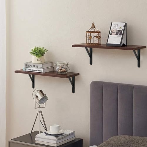 12 Pack L14 x H 10" Black Heavy Duty Shelf Brackets with Screws Metal Sh...