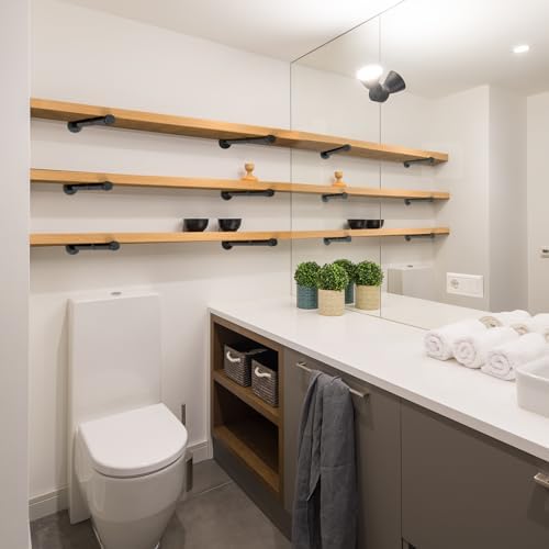 Industrial Pipe Shelf Brackets, 12-Pack Heavy Duty Floating Shelves Brackets ...