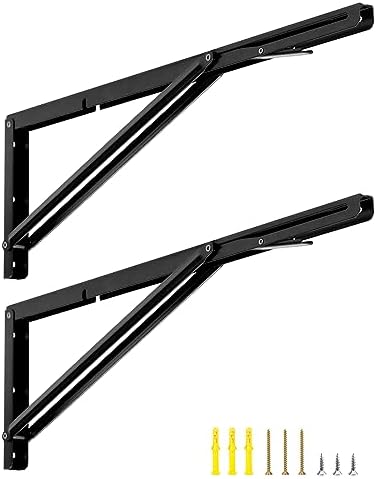 QWORK 24" Heavy Duty Folding Shelf Brackets for Wall Mounted Folding Tab...