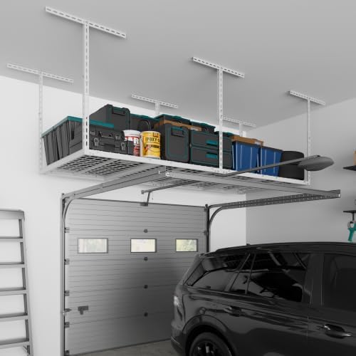 Jusgym 3X8FT Overhead Garage Storage Rack, 26"-40" Height Adjustabl...