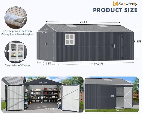 Military-Grade 13x20 FT Metal Garage Large Outdoor Storage Building Kits