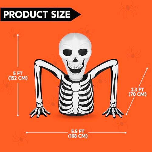 Joiedomi 5.5 FT Long Halloween Inflatables Outdoor Decorations, Skeleton Hall...