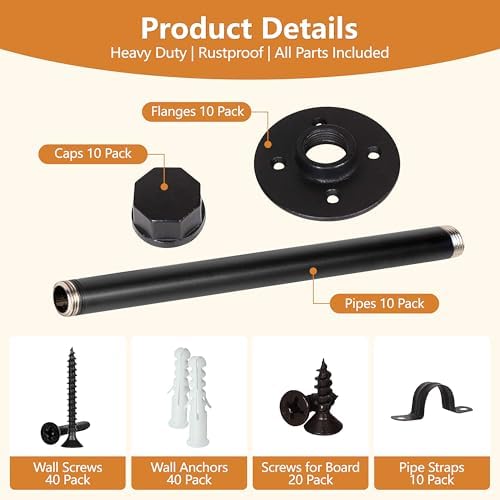 IAE Wall Mounted Closet Rod,Industrial Pipe Clothes Rack,Closet Hanging Bar