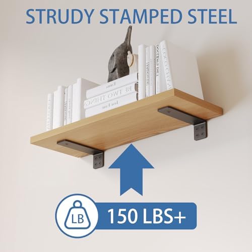 Shelf Brackets 10 inch, Heavy Duty Shelf Bracket 6 Pack L Brackets Black Meta...