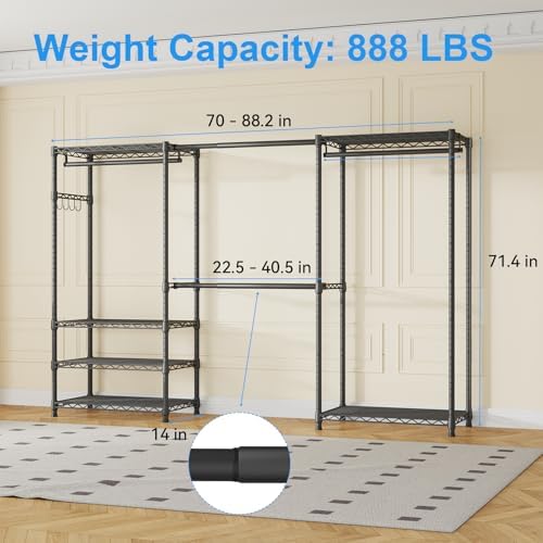 Ulif E1 Heavy Duty Closet Garment Rack, Easy to Assemble Wardrobe, Black