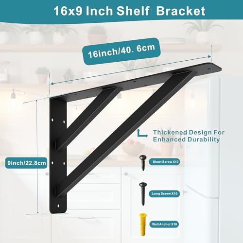 Heavy Duty Shelf Bracket ,Countertop Support Brackets,16x9 inch Shelf Support...