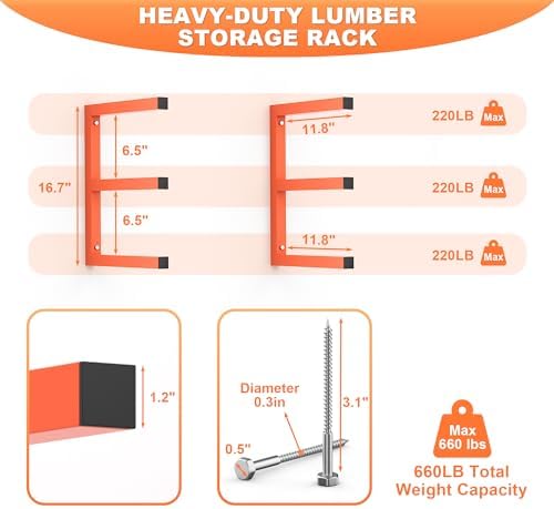 Ultrawall Lumber Storage Rack, Wall Mount Wood Storage Racks