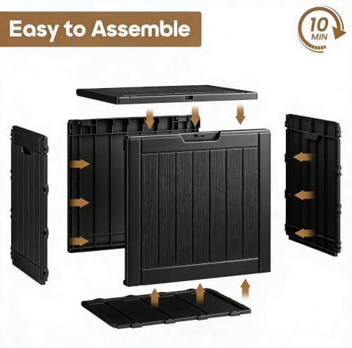 NUNU LAB 35 Gal Outdoor Storage Box Waterproof Lockable,Deck Box,Black
