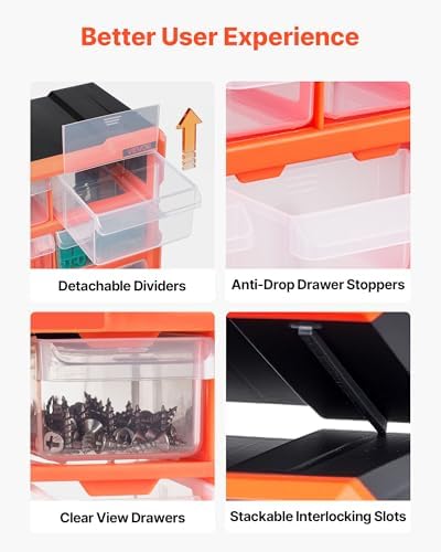 VEVOR 39-Drawer Storage Organizer, Plastic, Drawer Storage Cabinet for Garage...
